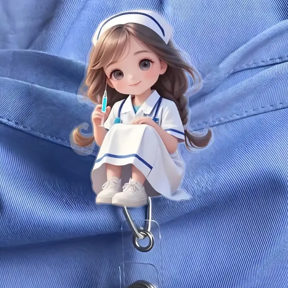 Nurses Dress Seated Custom Acrylic Name Badge ID holder